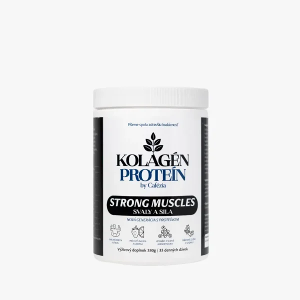 Cafézia Strong Muscles – kolagénová výživa pre svaly, kosti, kĺby a regeneráciu, kolagén na svaly, kolagén na kĺby, kolagén na kosti, výživa svalov, športová výživa, regenerácia po záťaži, hydrolyzovaný kolagén, kolagénové peptidy, BCAA, aminokyseliny, vitamín C, aktívny životný štýl.
