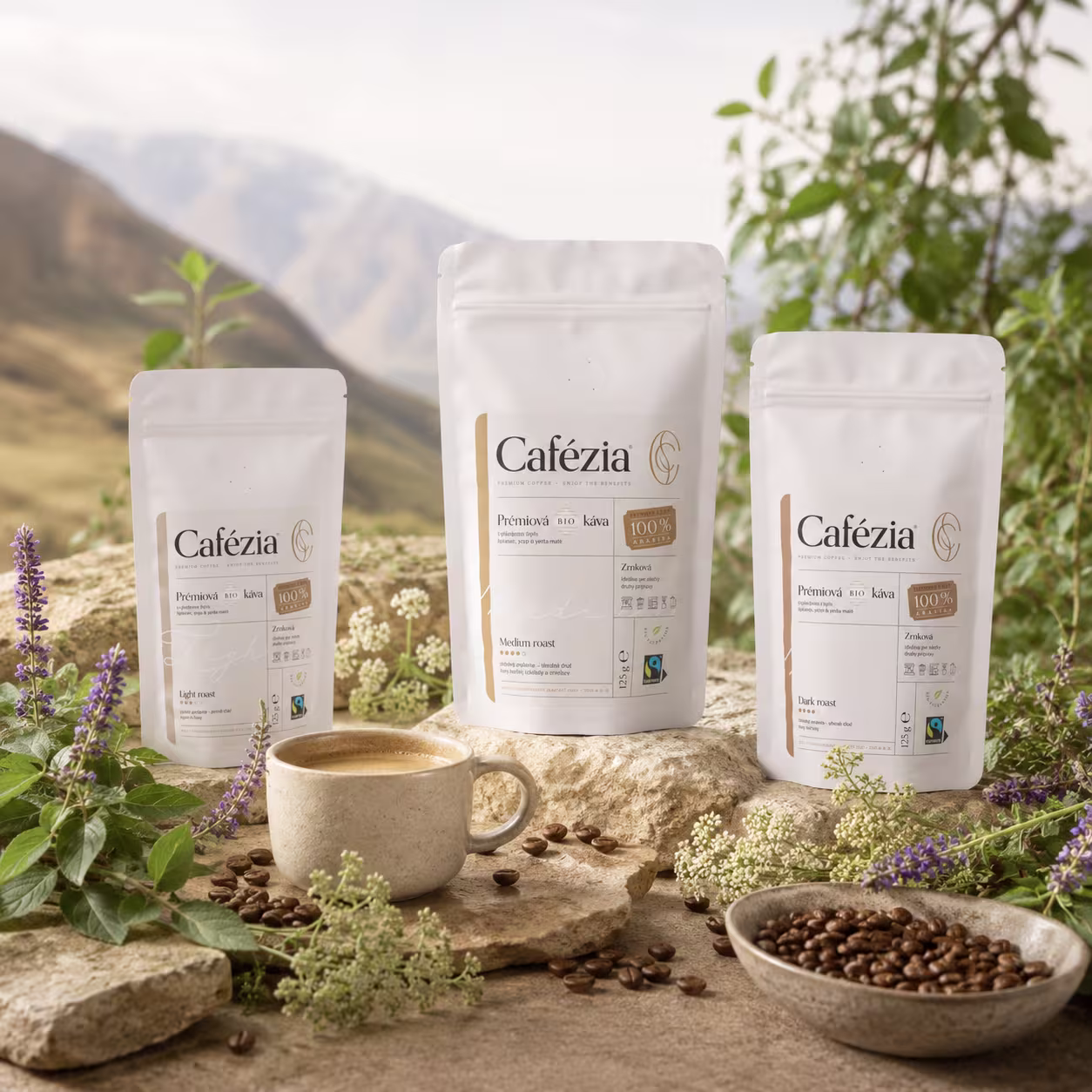Káva Cafézia s bylinkami – BIO Arabika, lipkavec, yzop a yerba maté